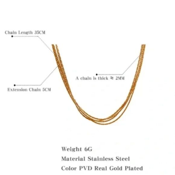 NEW Layered Gold Chain Choker Necklace - Picture 4 of 13